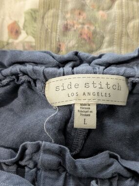 Side Stitch Los Angeles Blue Linen Blend Top